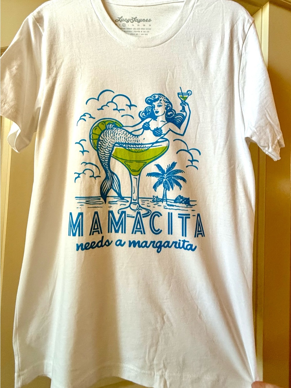 Lucy Jaynes Sz M pure White "Mamacita Needs a Margarita" Graphic Tee never worn